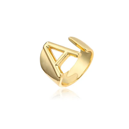 Bold Gold Initial Ring -  Statement Fashion Piece
 - ModishWorld