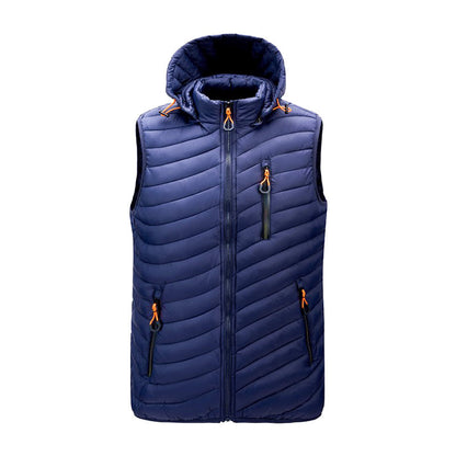 Men's Hooded Vest with Zip Pockets