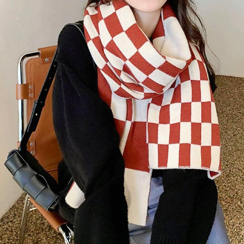Plaid Knitted Women's Scarf - ModishWorld