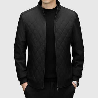 Warm Padded Men's Zip Up Jacket with High Collar - ModishWorld