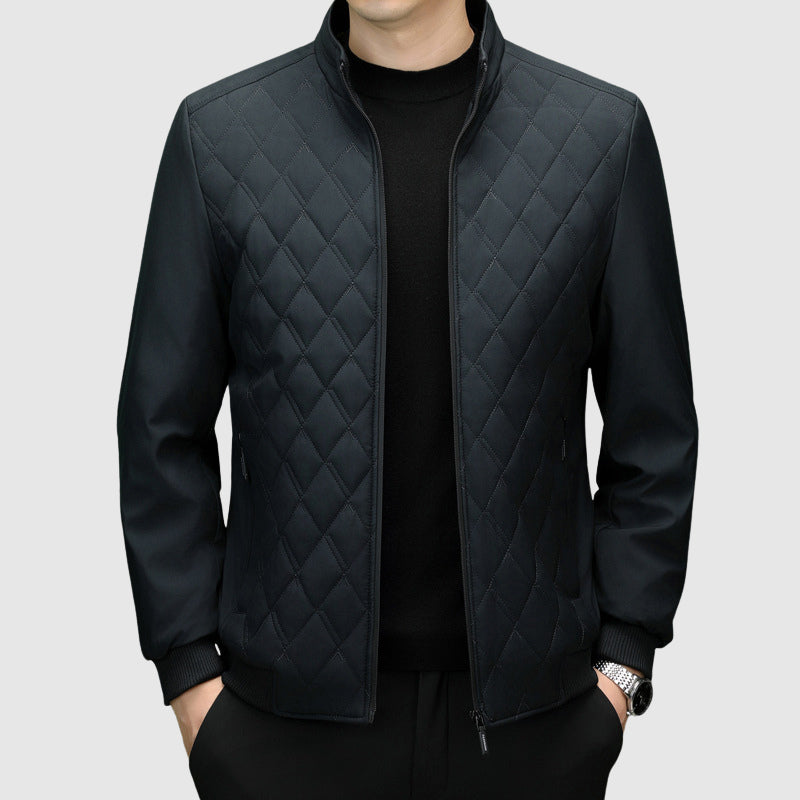 Warm Padded Men's Zip Up Jacket with High Collar
