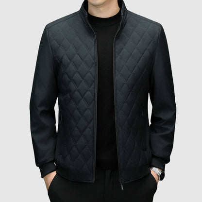 Warm Padded Men's Zip Up Jacket with High Collar