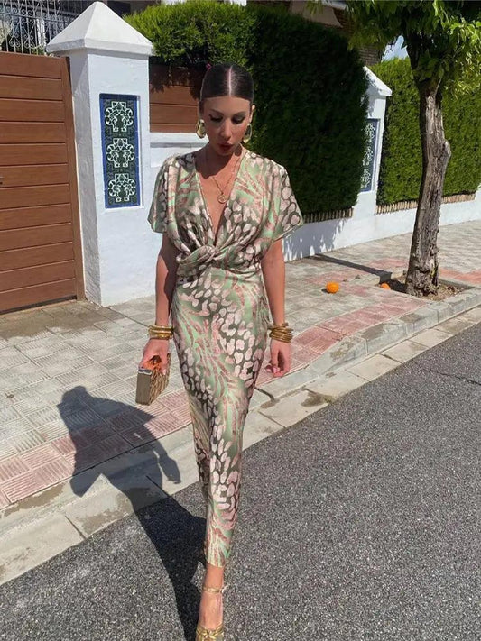 Beautiful Satin Flower Midi Dress with Ruffles - Modish World