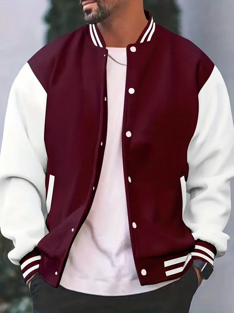 Men's Vintage Snap Button Bomber Jacket