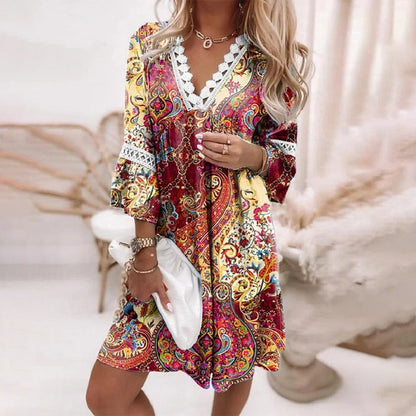 Fashionable Floral Print Women's Dress