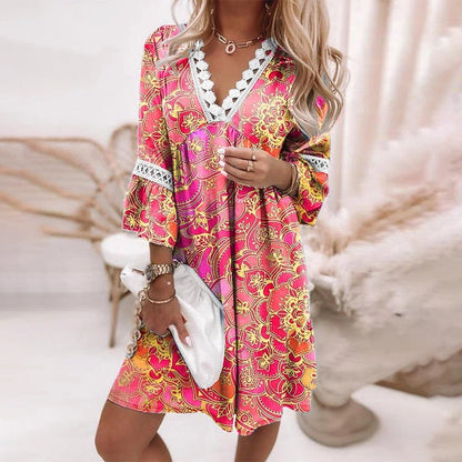 Fashionable Floral Print Women's Dress