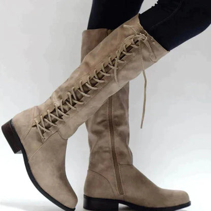 Ladies Tall Lace Up Ankle Boots with Low Heel