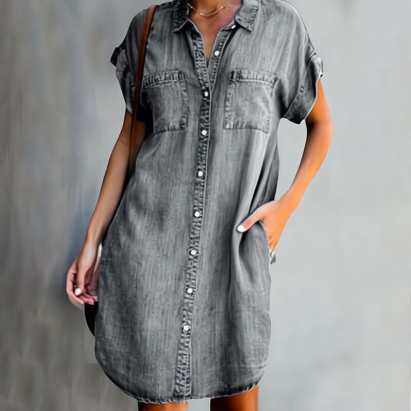 Classic Short Sleeve Shirt Dress