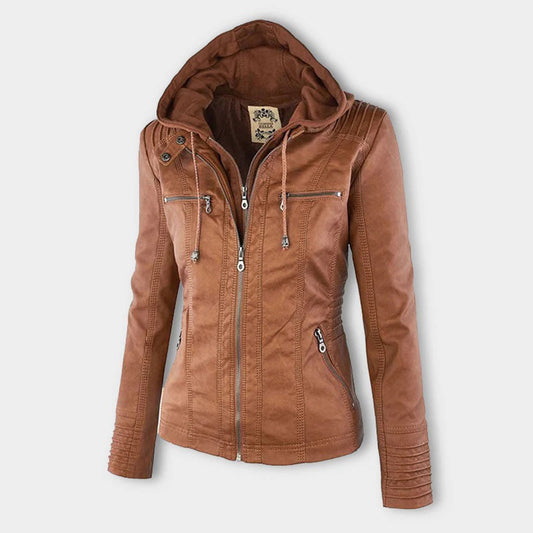 Alesund 2023 Collection: ModishWorld Women's Hooded Leather Jacket
 - ModishWorld