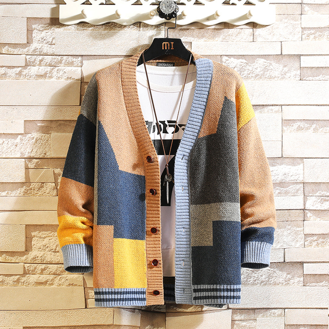 Comfortable Mens Crew Neck Knitted Cardigan Sweater
