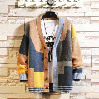 Comfortable Mens Crew Neck Knitted Cardigan Sweater