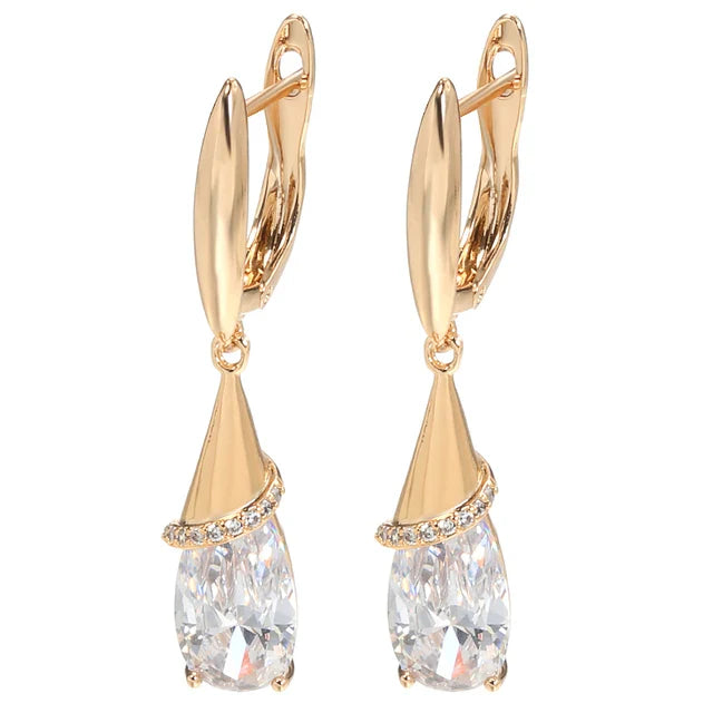 Purple Zirconia Teardrop Earrings in Gold
 - ModishWorld