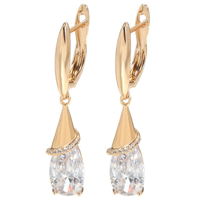Purple Zirconia Teardrop Earrings in Gold
 - ModishWorld