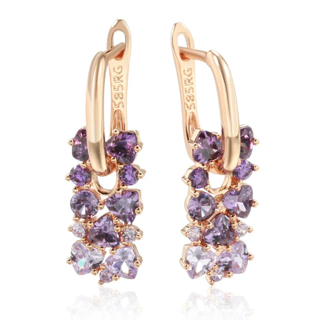 Romantic Rose Gold Lilic Earrings with Purple Zirconia
 - ModishWorld