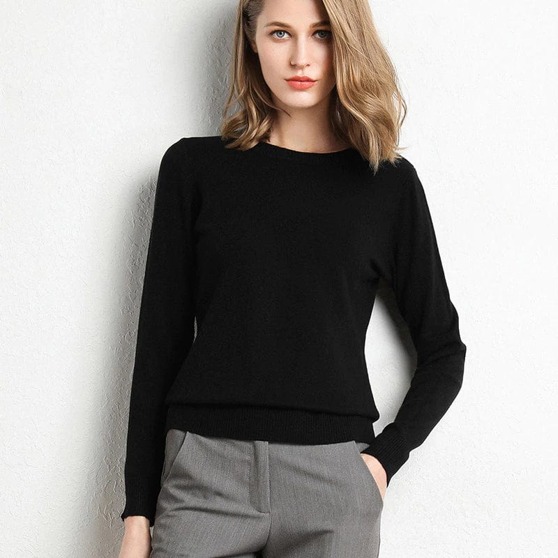Women's Soft Crew Neck Cashmere Sweater - ModishWorld