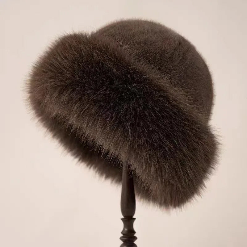 Fashionable Women's Fur Trimmed Hat - ModishWorld