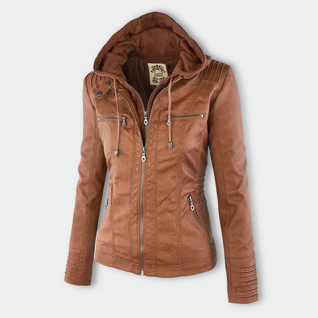 Women's ModishWorld PU Leather Zip-Up Hoodie Jacket
 - ModishWorld