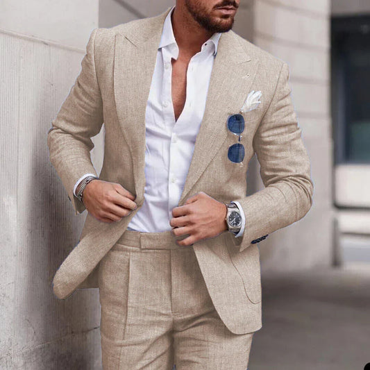 Classic Linen 2 Piece Wedding Suit for Men - ModishWorld