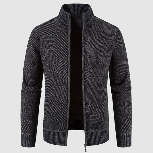 Warm Mens Patterned Zip Sweater - ModishWorld