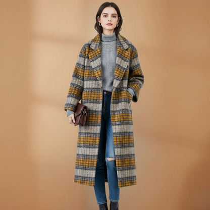 Trendy Ladies Coat with Classic Collar and Floral Print