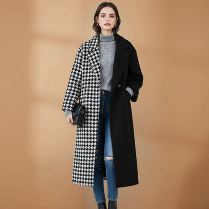 Trendy Ladies Coat with Classic Collar and Floral Print