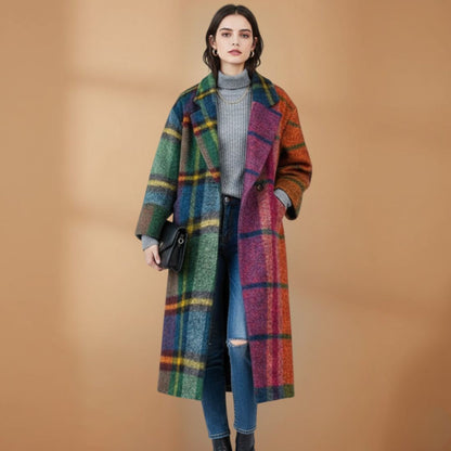 Trendy Ladies Coat with Classic Collar and Floral Print