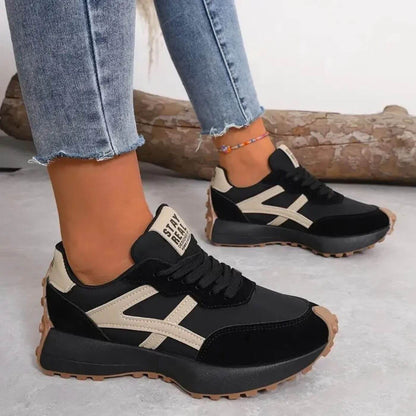 Ladies Fashion Sneakers - Thick Sole Contrast Detailing - ModishWorld