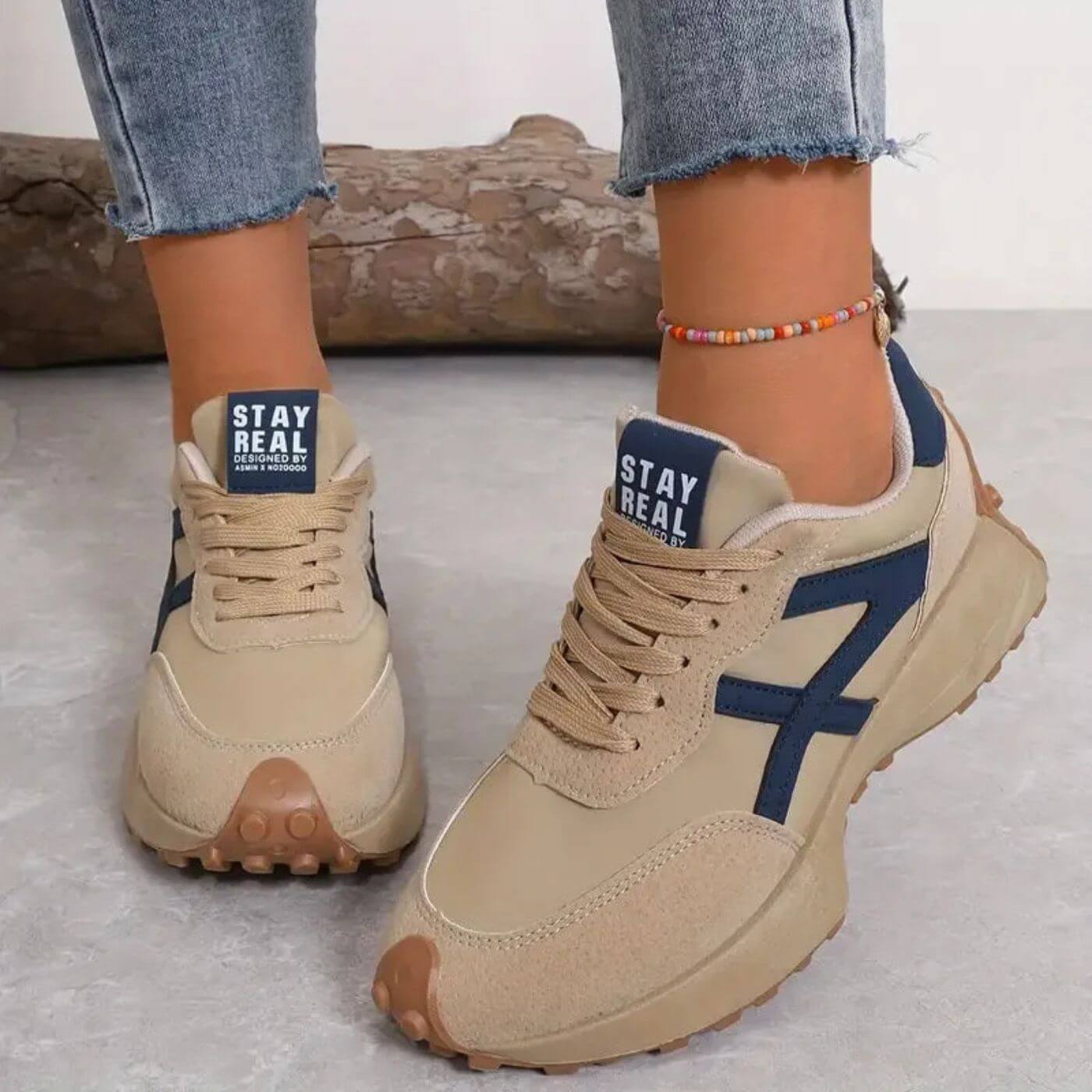 Ladies Fashion Sneakers - Thick Sole Contrast Detailing
