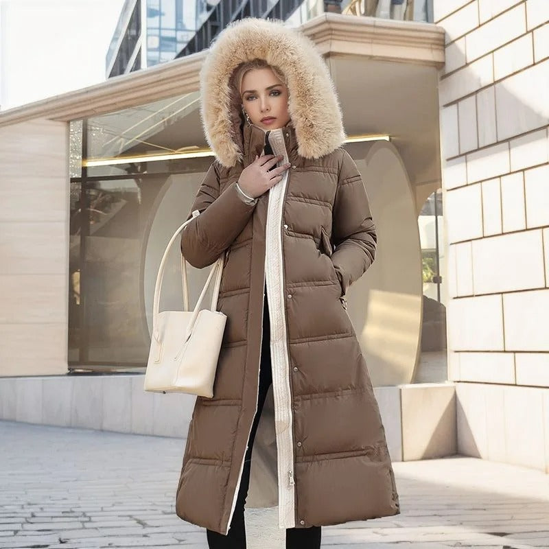 Warm Women's Down Filled Jacket with Adjustable Waist - ModishWorld