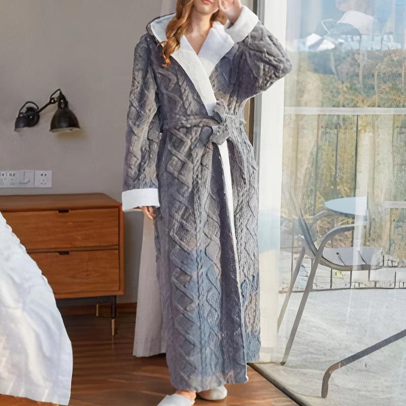 Soft Hooded robe with Wrap Belt - ModishWorld