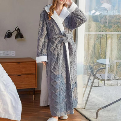 Soft Hooded robe with Wrap Belt - ModishWorld