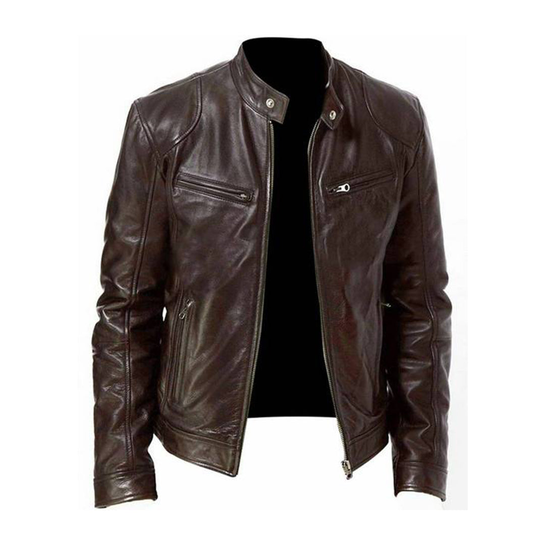 Classic Brown Leather Biker Jacket