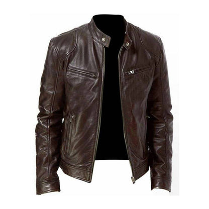 Classic Brown Leather Biker Jacket