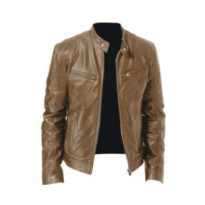 Classic Brown Leather Biker Jacket