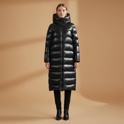 Warm Women's Parka Down Jacket with Hood and Zip