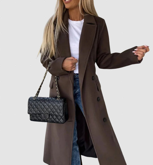 Classic Ladies Warm Winter Trench Coat - ModishWorld