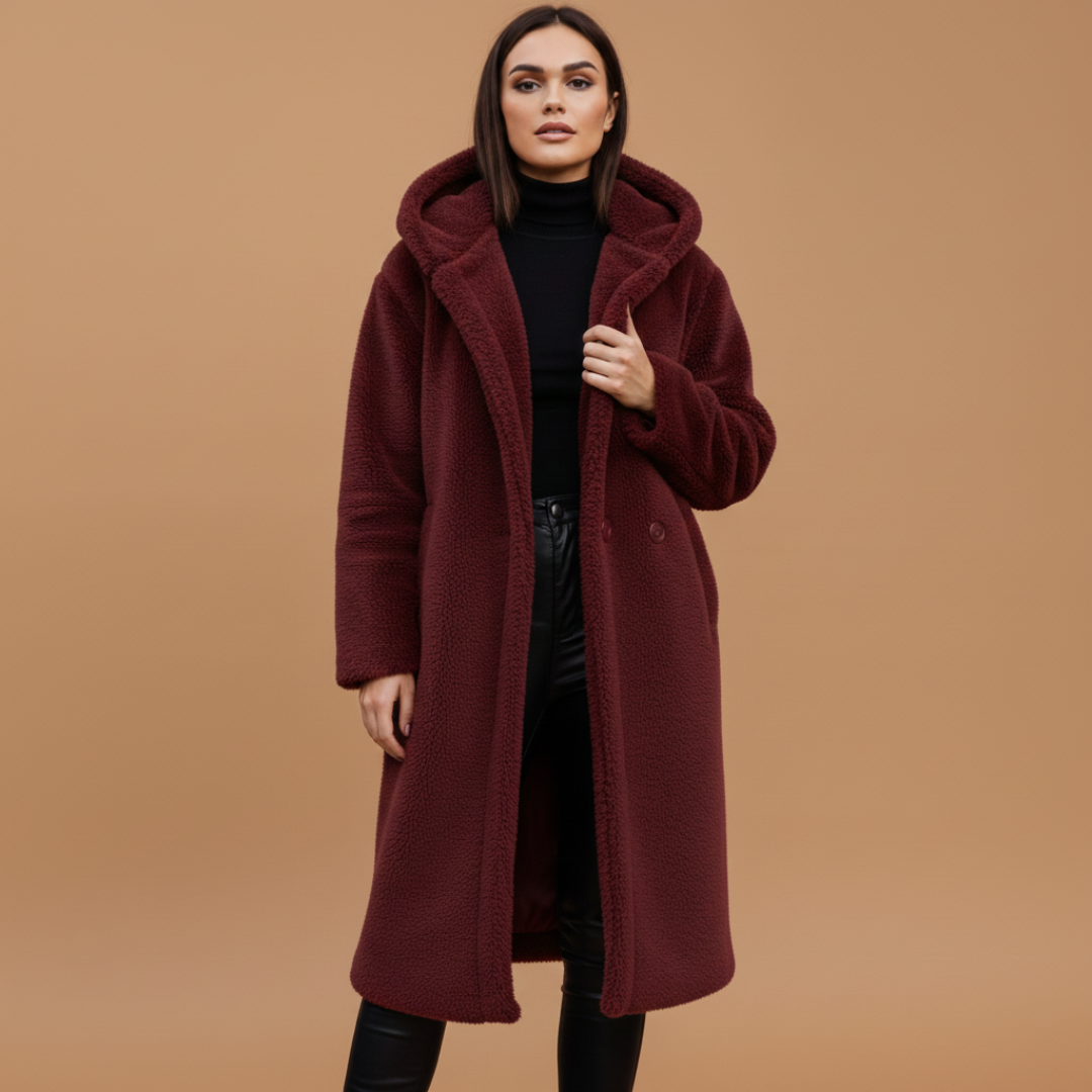 Ladies Warm Parka Coat with Hood and Pockets
