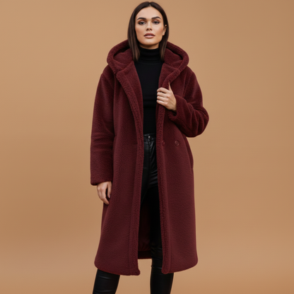 Ladies Warm Parka Coat with Hood and Pockets