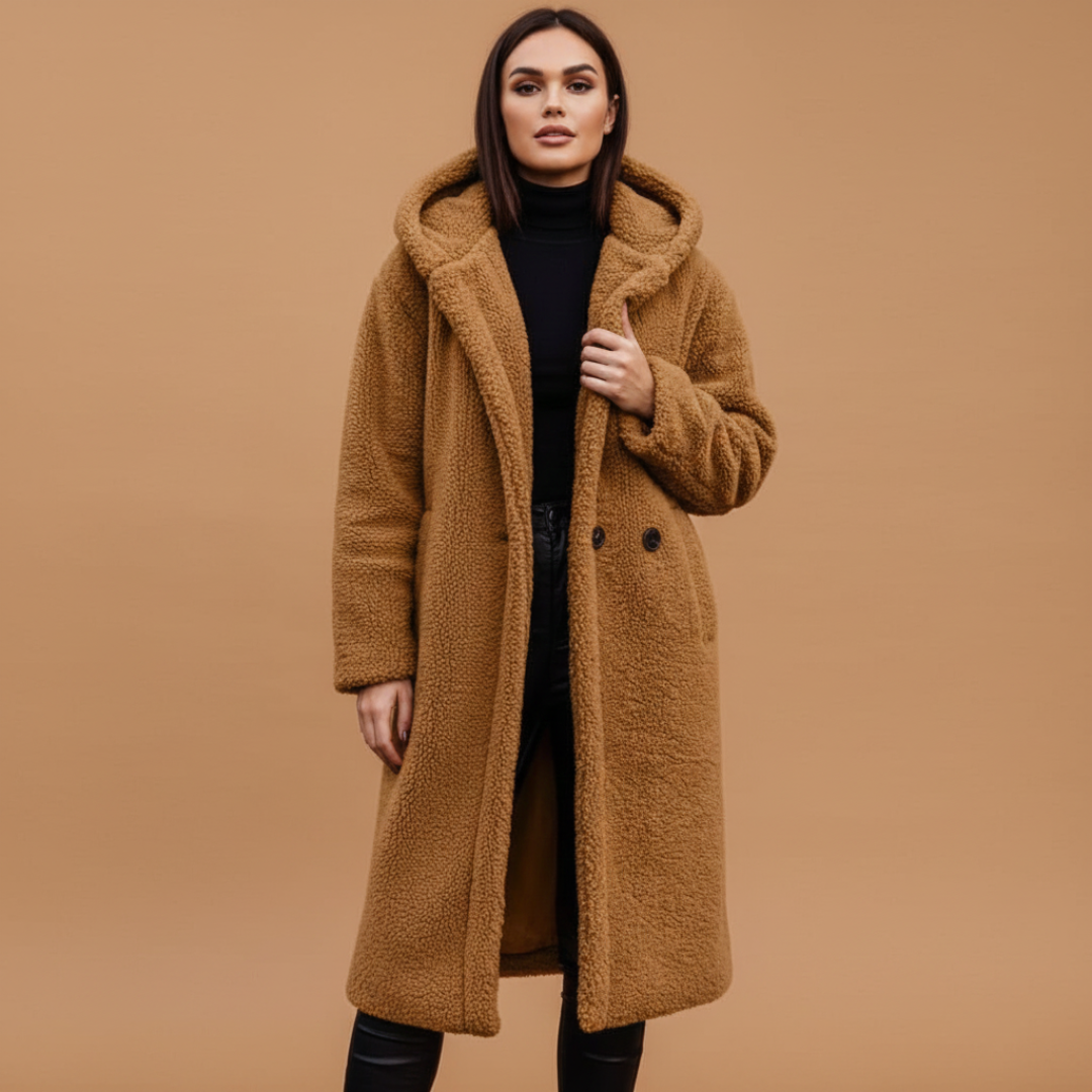 Ladies Warm Parka Coat with Hood and Pockets