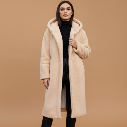 Ladies Warm Parka Coat with Hood and Pockets
