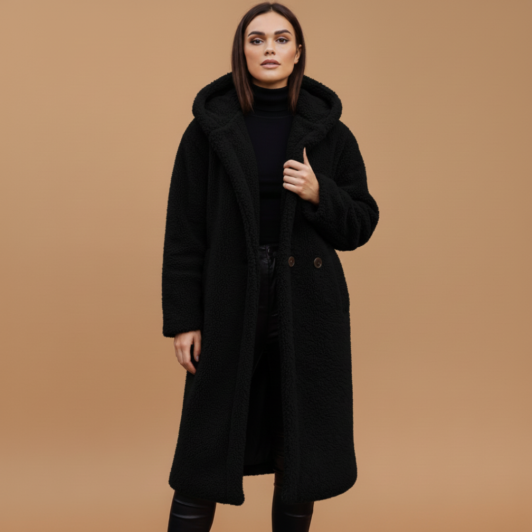 Ladies Warm Parka Coat with Hood and Pockets