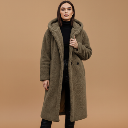 Ladies Warm Parka Coat with Hood and Pockets