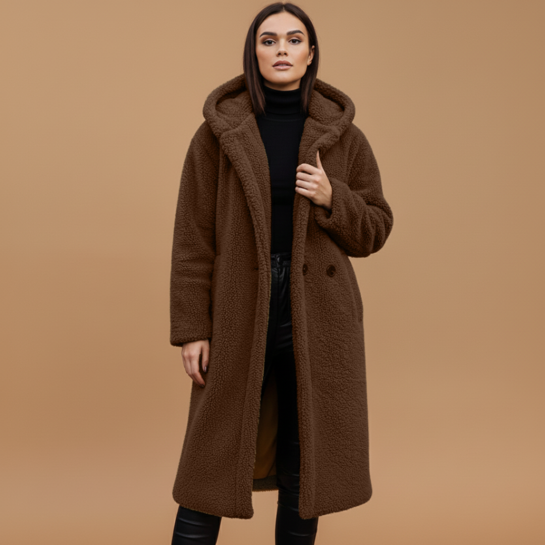 Ladies Warm Parka Coat with Hood and Pockets
