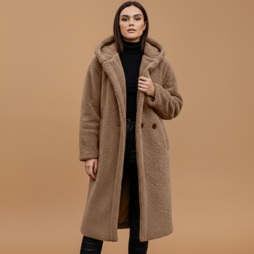 Ladies Warm Parka Coat with Hood and Pockets