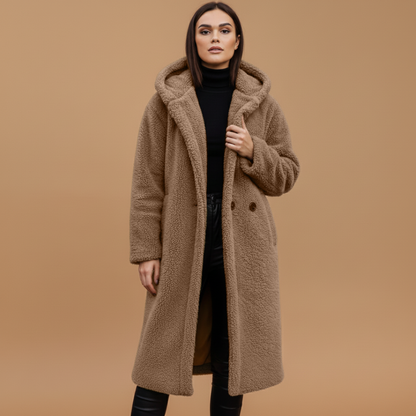 Ladies Warm Parka Coat with Hood and Pockets