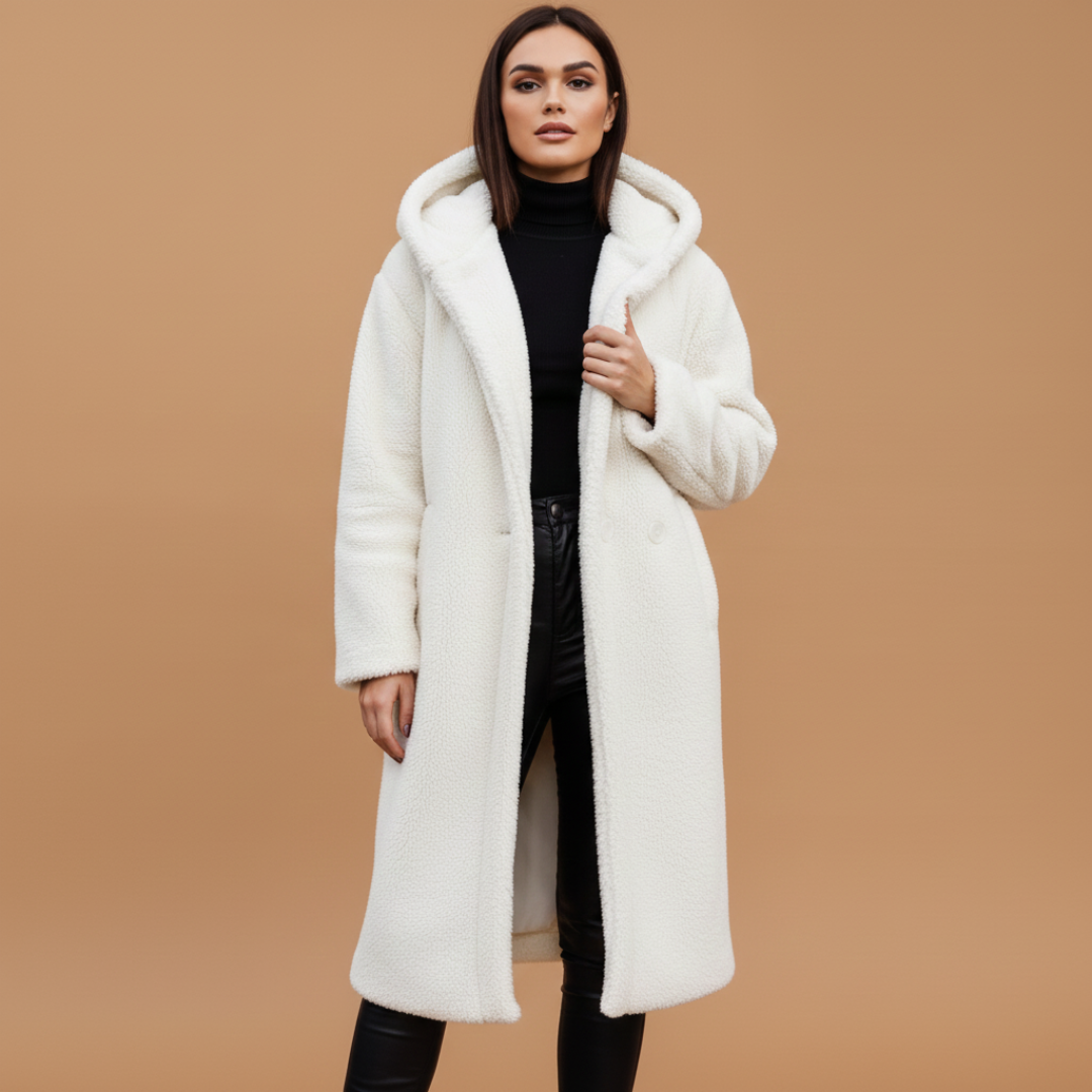 Ladies Warm Parka Coat with Hood and Pockets