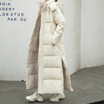 Warm Women's Down Filled Parka Coat - Long Hooded Style