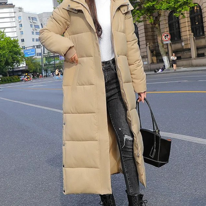 Warm Women's Down Filled Parka Coat - Long Hooded Style - ModishWorld