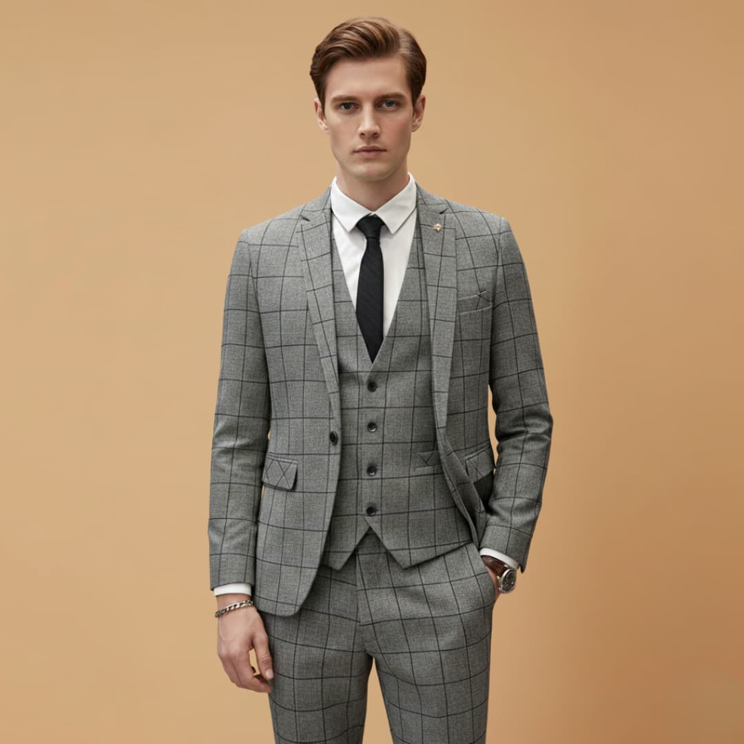 Classic Fit 3-Piece Suit with Button Front