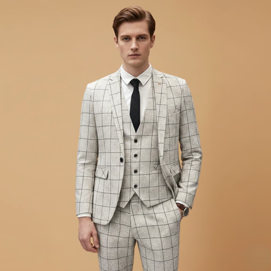 Classic Fit 3-Piece Suit with Button Front